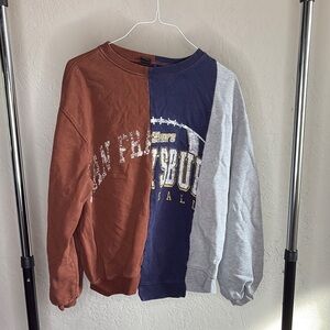 Velvet Two-Tone Sweatshirt in Brown and Navy